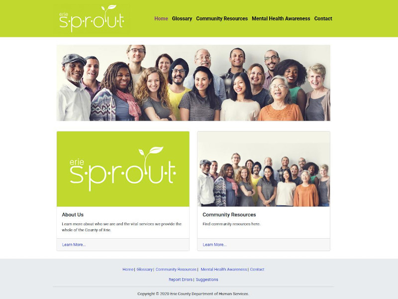 Screenshot of the Erie County Sprout website.