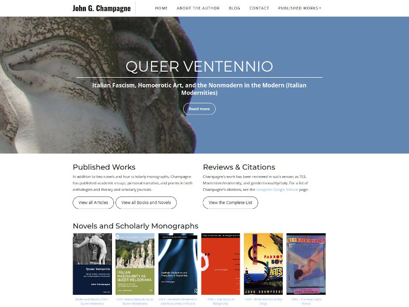 Screenshot of the portfolio website for Dr. John Champagne.