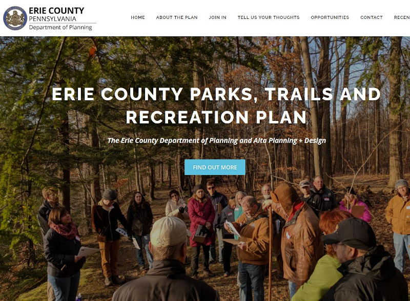 Screenshot of the Erie County PA Outdoors website.