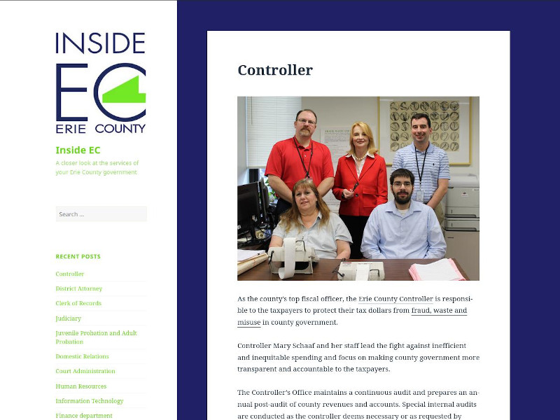 Screenshot of the Erie County InsideEC website.