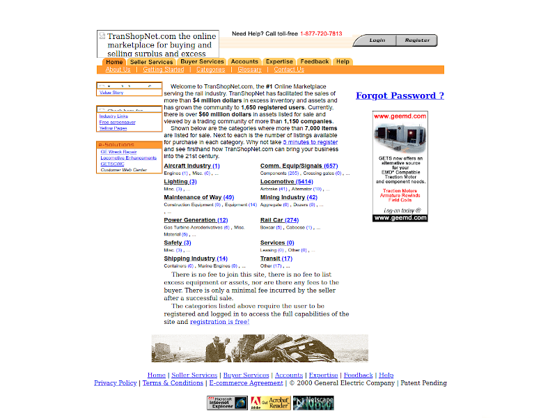 Screenshot of the defunct TranShopNet.com website.